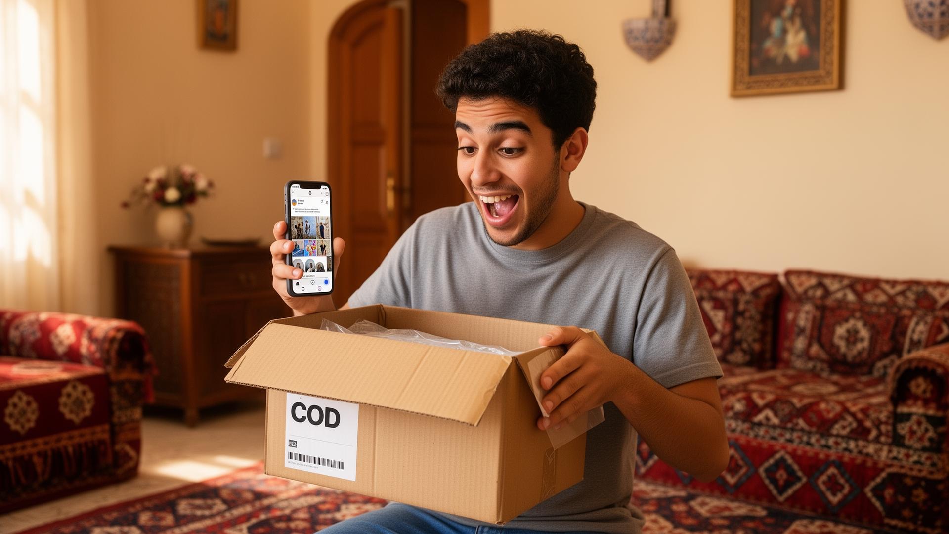 شاب مغربي كيفتح طرد COD ديال أول طلبية فالدار